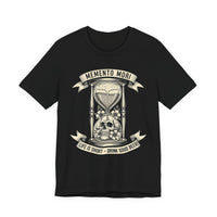 Load image into Gallery viewer, Memento Mori T-Shirt — "Life Is Short, Drink Good Beer" Skull Hourglass Tee