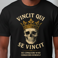 Load image into Gallery viewer, Vincit Qui Se Vincit — He Conquers Who Conquers Himself | Premium Stoic Crowned Skull Design